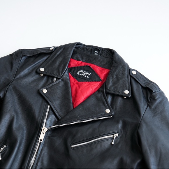 STRAIGHT TO HELL Commando Leather Moto Jacket - Picture 4 of 16